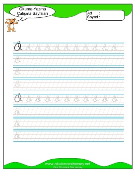 Sesler Okuma Yazma Çalışma Sayfaları